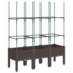 Berkfield Home Garden Planter with Trellis Brown 120x40x142.5 cm PP - thumbnail 3