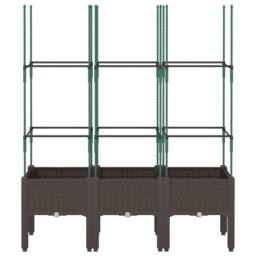 Berkfield Home Garden Planter with Trellis Brown 120x40x142.5 cm PP - thumbnail 1