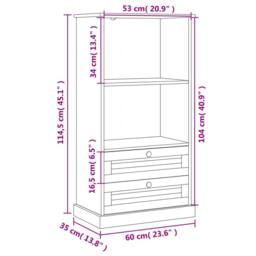 Berkfield Home Beautiful Bookcase VIGO White 60x35x114.5 cm Solid Wood Pine - thumbnail 9