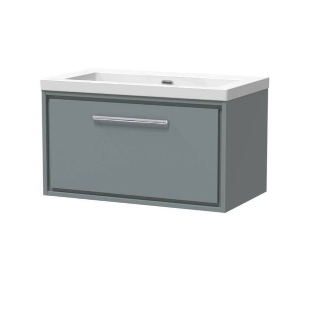 Balterley Bathroom 1 Soft Close Drawer Wall Hung Fireclay Basin, Grey, 800mm in Grey - image 1