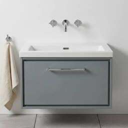 Balterley Bathroom 1 Soft Close Drawer Wall Hung Fireclay Basin, Grey, 800mm in Grey - thumbnail 3