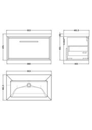 Balterley Bathroom 1 Soft Close Drawer Wall Hung Fireclay Basin, Grey, 800mm in Grey - thumbnail 2