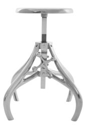 Orsina Adjustable Nickel Finish Bar Stool, Breakfast Stool For Kitchen, Counter Seat With Curved Legs, Luxe Bar Chair in Silver - thumbnail 3