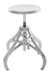 Orsina Adjustable Nickel Finish Bar Stool, Breakfast Stool For Kitchen, Counter Seat With Curved Legs, Luxe Bar Chair in Silver - thumbnail 2