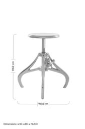 Orsina Adjustable Nickel Finish Bar Stool, Breakfast Stool For Kitchen, Counter Seat With Curved Legs, Luxe Bar Chair in Silver - thumbnail 5