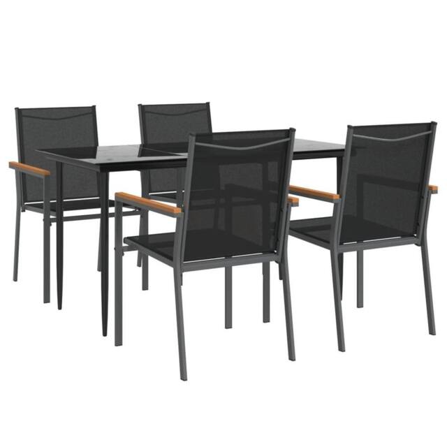 Berkfield Home Beautiful 5 Piece Garden Dining Set Black Textilene & Steel - image 1