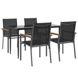 Berkfield Home Beautiful 5 Piece Garden Dining Set Black Textilene & Steel - thumbnail 1