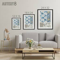 "Artery8 Iris Flower Framed Canvas Wall Art Print Vintage Floral Verneuil in Blue - Size: W12"" x H16""" - thumbnail 4