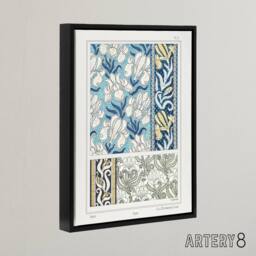 "Artery8 Iris Flower Framed Canvas Wall Art Print Vintage Floral Verneuil in Blue - Size: W12"" x H16""" - thumbnail 2