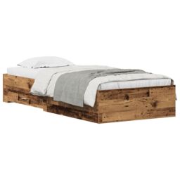 Berkfield Home Bed Frame Old Wood 90x200 cm Engineered Wood in Brown - thumbnail 2