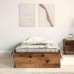 Berkfield Home Bed Frame Old Wood 90x200 cm Engineered Wood in Brown - thumbnail 4