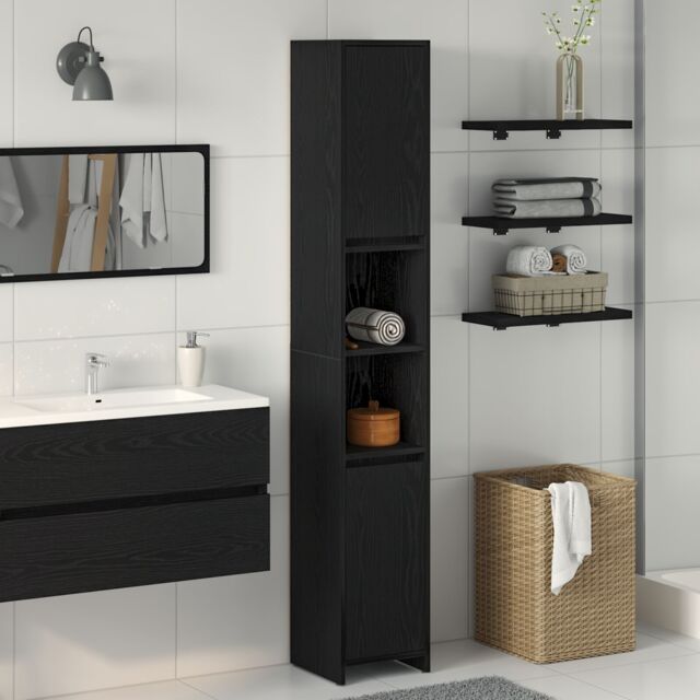 Berkfield Home Bathroom Cabinet Black Oak 30x30x183, 5 cm Engineered wood - image 1