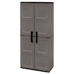 Shires Tall Cabinet Plastic Garden Store Approx L70 x W39 x H165 cm in Grey - thumbnail 2