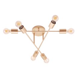 Happy Homewares Industrial Designer Styled Ceiling Light with Straight Metal Arms in Gold - thumbnail 2