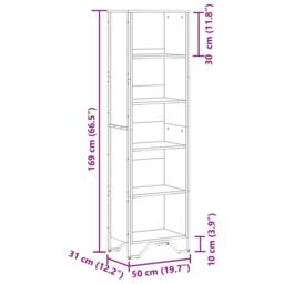 Berkfield Home Modern Bookcase Grey Sonoma 50x31x169 cm Engineered Wood - Size: 50 x 31 x 169 cm - thumbnail 9