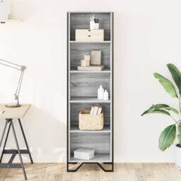 Berkfield Home Modern Bookcase Grey Sonoma 50x31x169 cm Engineered Wood - Size: 50 x 31 x 169 cm - thumbnail 1