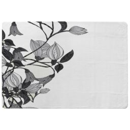 Benjamin Tate Design Black & White Flower Illustration Designer Rug in Natural - Size: Large - thumbnail 1