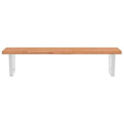 Berkfield Home Elegant Basin Shelf Wall Mounted Steel & Solid Wood Beech in Brown - thumbnail 4