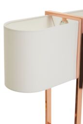 Orsina Copper Finish Table Lamp, White Linen Shade Contemporary Table Light, Minimal Lighting With Square Base in Rose Gold - thumbnail 6