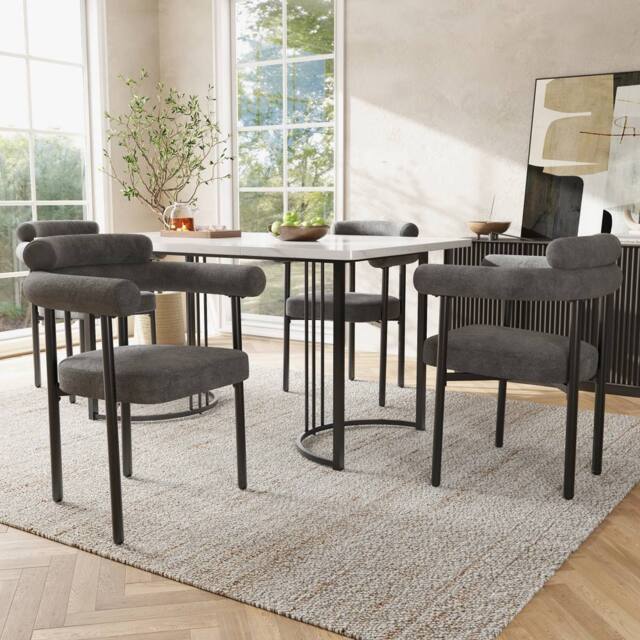 BTM Comfortable Armchairs for Dining & Living Room, Faux Suede in Grey - Size: 4 Pack - image 1