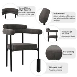 BTM Comfortable Armchairs for Dining & Living Room, Faux Suede in Grey - Size: 4 Pack - thumbnail 8