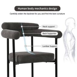 BTM Comfortable Armchairs for Dining & Living Room, Faux Suede in Grey - Size: 4 Pack - thumbnail 6