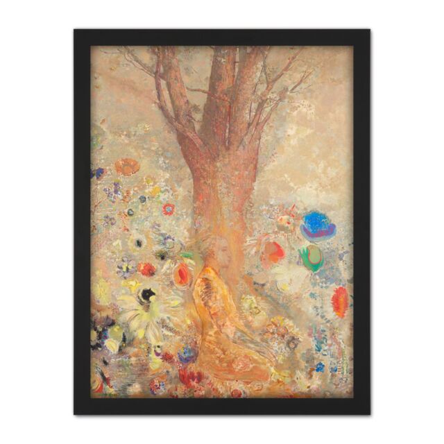 "Artery8 Wall Art Print Odilon Redon The Buddha Large Framed Wall Décor Art in Black - Size: W18"" x H24""" - image 1