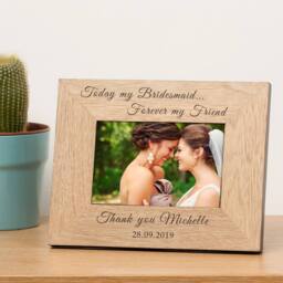 Uniqueful Personalised Bridesmaid Forever Friend Wedding Wood Photo Frame 6x4 in Beige - Size: 1 Pack - thumbnail 1
