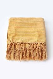 Homescapes Bed Sofa Throw Cotton Chenille Tie Dye in Pale Orange - Size: 150 cm x 200 cm - thumbnail 2