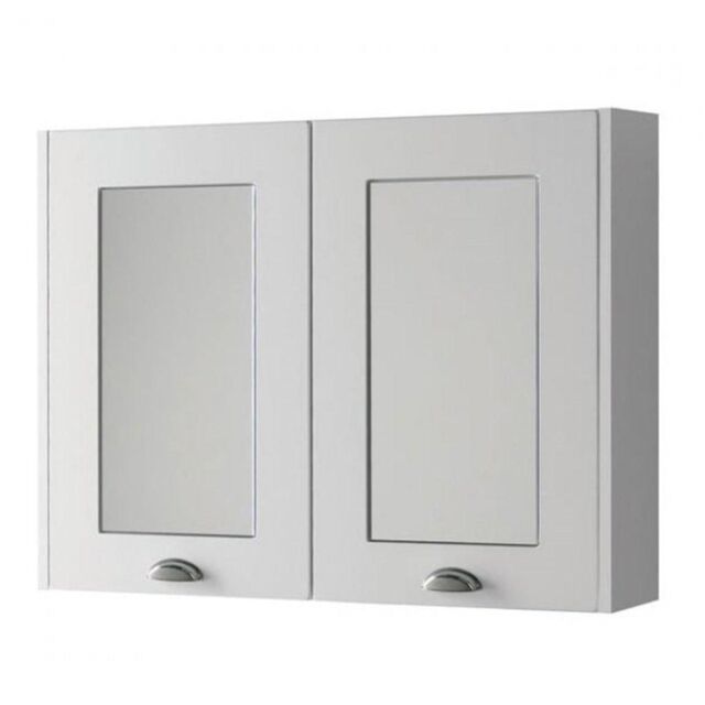 Clifton White Bathroom Mirror Cabinet 80cm Wide - image 1