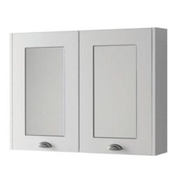 Clifton White Bathroom Mirror Cabinet 80cm Wide - thumbnail 1