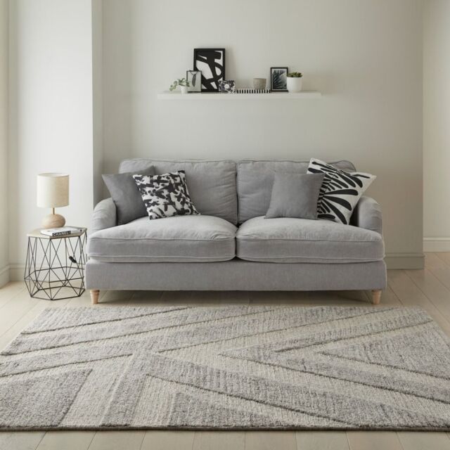 The Rug Shop UK Grey Handmade Modern Geometric Easy To Clean Cotton Backing Area Rug - Size: 200 cm x 280 cm - image 1