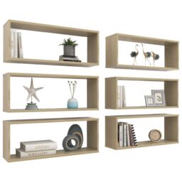 Berkfield Home Wall Cube Shelf 6 pcs Sonoma Oak 60x15x23 cm Engineered Wood in Brown - Size: 60 x 15 x 23 cm - thumbnail 3