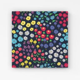 Warren Reed - Designer Multicoloured Flower Pattern Canvas in Red - Size: w40 inch x h40 inch - thumbnail 1