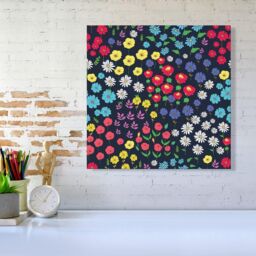 Warren Reed - Designer Multicoloured Flower Pattern Canvas in Red - Size: w40 inch x h40 inch - thumbnail 2