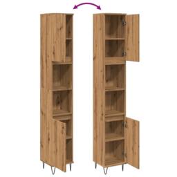 Berkfield Home Classic Bathroom Cabinet Artisan Oak 30x30x190 cm Engineered Wood in Brown - Size: 30 x 30 x 190 cm - thumbnail 8