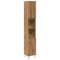 Berkfield Home Classic Bathroom Cabinet Artisan Oak 30x30x190 cm Engineered Wood in Brown - Size: 30 x 30 x 190 cm - thumbnail 3