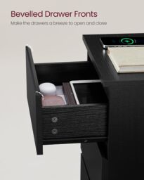 VASAGLE Bedside Tables Set of 2 with Power Strip USB Outlets Drawers in Black - thumbnail 5