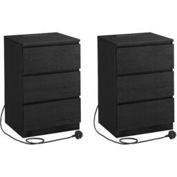 VASAGLE Bedside Tables Set of 2 with Power Strip USB Outlets Drawers in Black - thumbnail 8