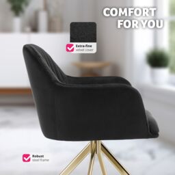 tectake Armchair Lona Set Of 4 - Black/Gold in Black - Size: 4 Pack - thumbnail 7