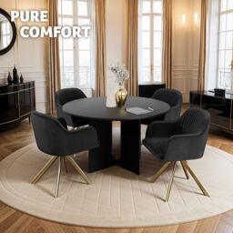 tectake Armchair Lona Set Of 4 - Black/Gold in Black - Size: 4 Pack - thumbnail 9