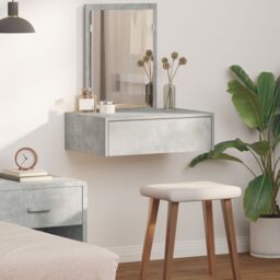 Berkfield Home Wall Hanging Dressing Table Concrete Grey 60x40x70 cm - Size: 60 x 40 x 70 cm - thumbnail 1