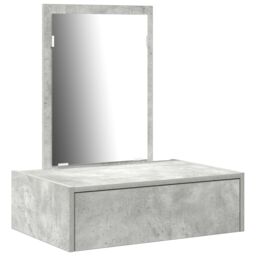 Berkfield Home Wall Hanging Dressing Table Concrete Grey 60x40x70 cm - Size: 60 x 40 x 70 cm - thumbnail 2
