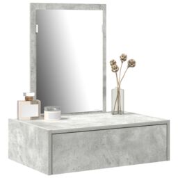 Berkfield Home Wall Hanging Dressing Table Concrete Grey 60x40x70 cm - Size: 60 x 40 x 70 cm - thumbnail 3
