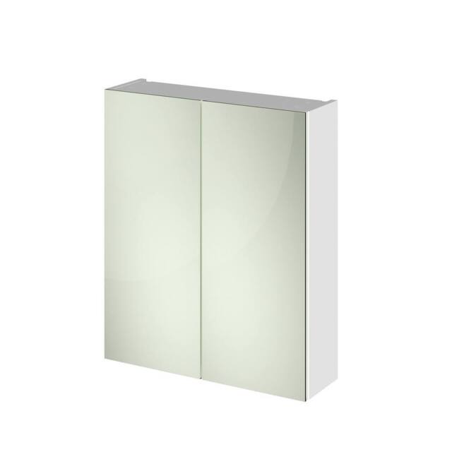 Balterley 600mm 50/50 Split Mirrored Bathroom Cabinet Gloss White - image 1