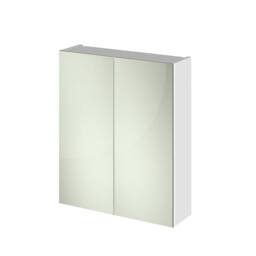 Balterley 600mm 50/50 Split Mirrored Bathroom Cabinet Gloss White - thumbnail 1