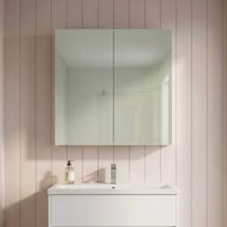 Balterley 600mm 50/50 Split Mirrored Bathroom Cabinet Gloss White - thumbnail 3