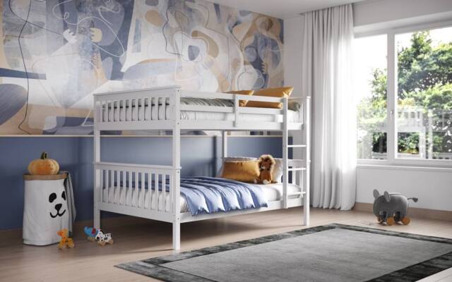 Flair Tetrad Bunk Bed in White - Size: Small Double - image 1