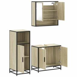 Berkfield Home Durable 3 Piece Bathroom Furniture Set Sonoma Oak Engineered Wood in Light Brown - thumbnail 6