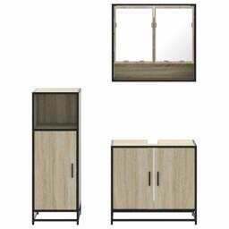 Berkfield Home Durable 3 Piece Bathroom Furniture Set Sonoma Oak Engineered Wood in Light Brown - thumbnail 5